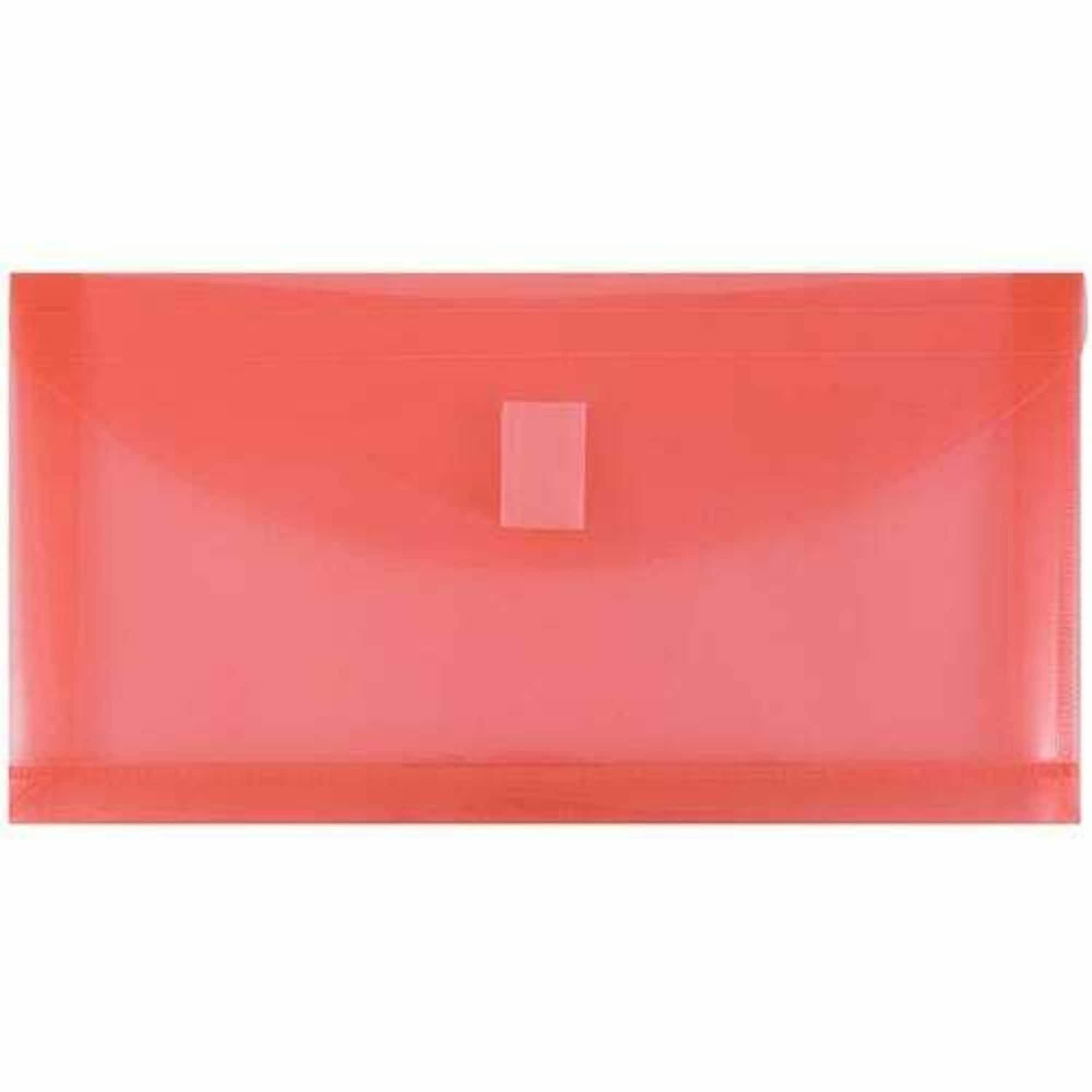 JAM Paper 5.25" x 10" Red PlaHook & Loop Closure Booklet Envelopes with 1.25" Expansion, 108ct.